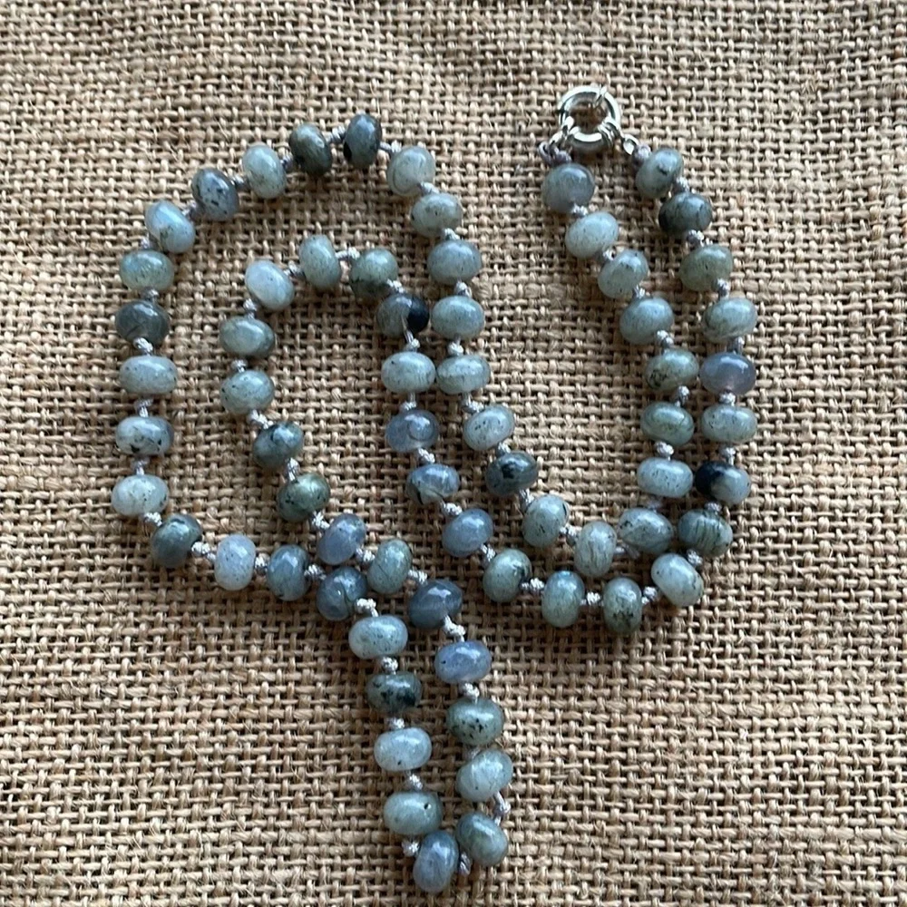 Labradorite Stone Necklace Knotted Amazing In Style luxury stunning Long